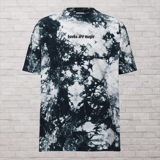 Books Are Magic Navy Oversized Tye Dye Tee